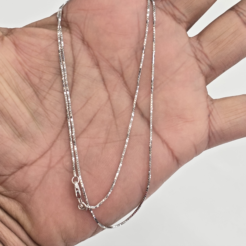 10kt Real White Gold Box Chain 0.9mm 20 Inches
